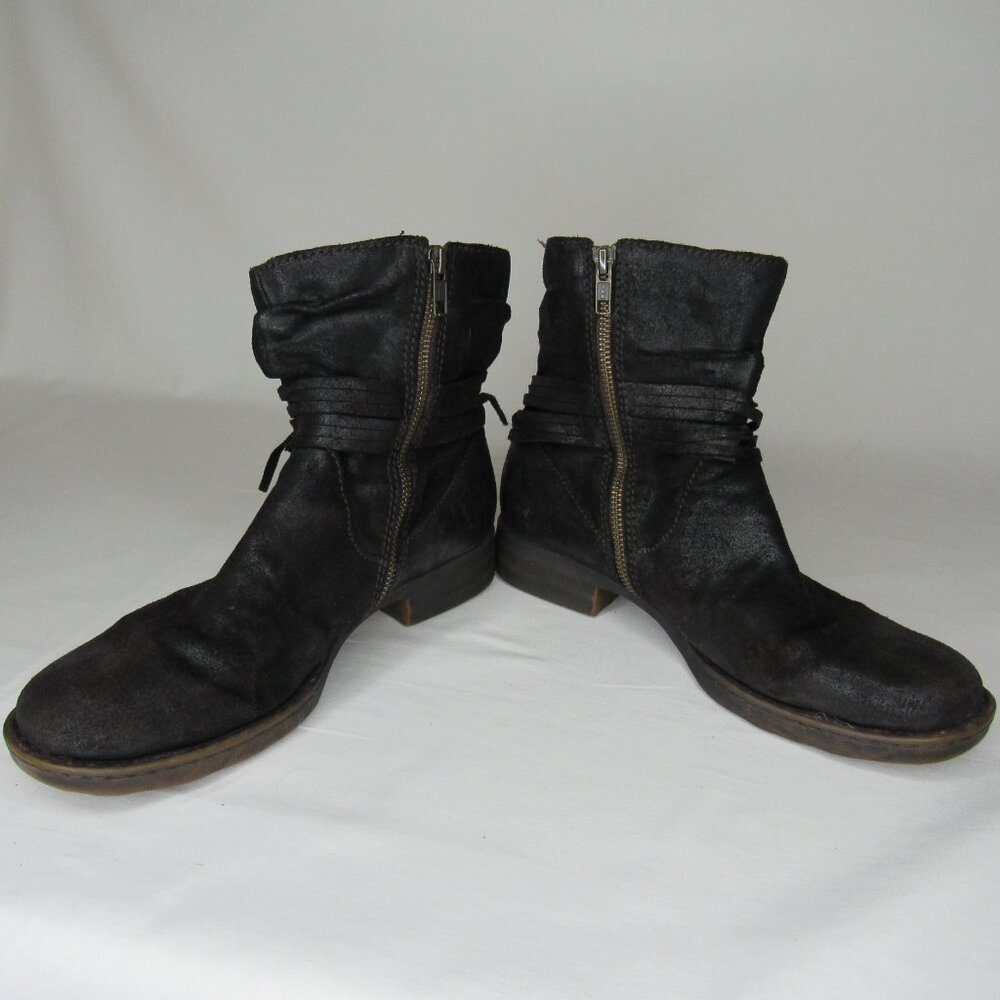 Born Black Oiled Leather Slouch Ankle Boots Women's 9.5 - Picture 6 of 10